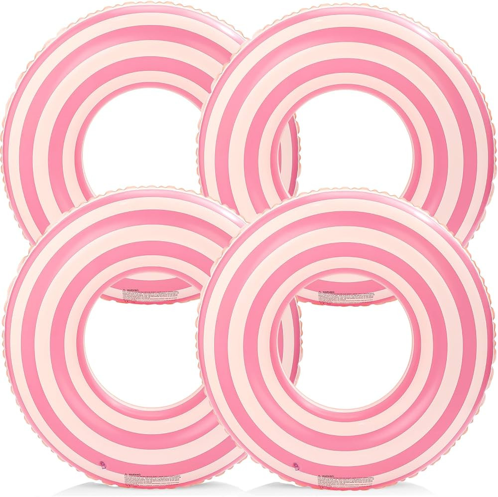 4 PCS Striped Pool Floats for Adults -36 inch Swimming Rings Tubes -Inflatable Pool Float Tube fo... | Amazon (US)