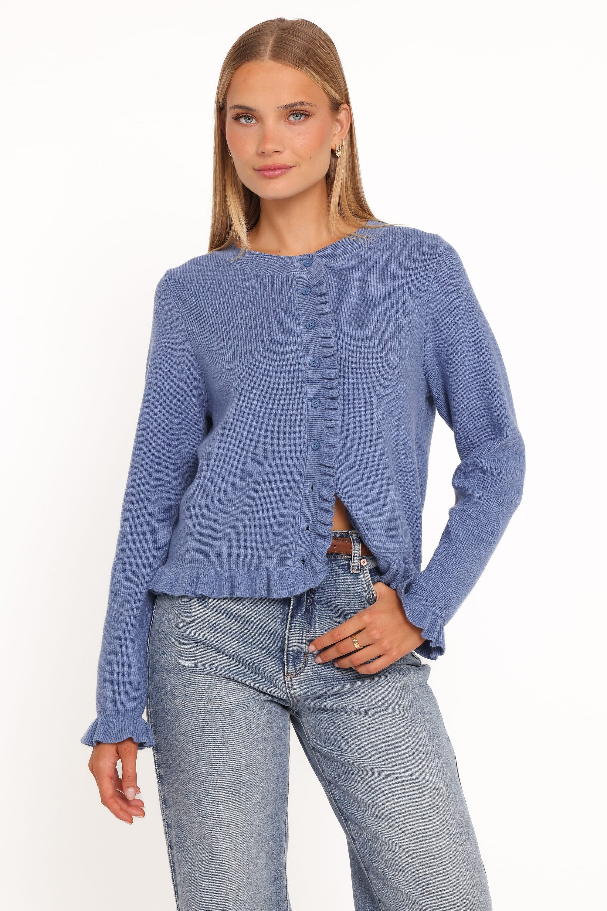 Fiori Frill Cardigan - Denim Blue | Petal & Pup (AU)