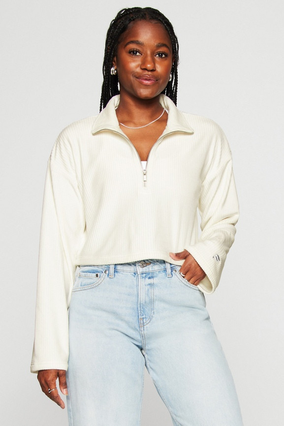 Plush Rib Half Zip Sweatshirt | Fabletics - North America