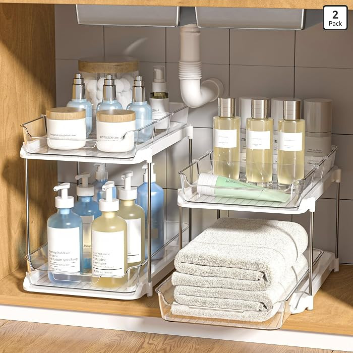 Delamu 2-Tier Multi-Purpose Bathroom Under Sink Organizers and Storage, Stackable Kitchen Pantry ... | Amazon (US)