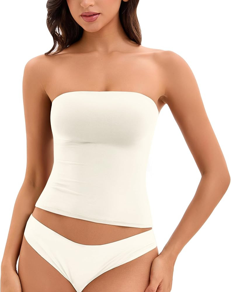 Women Sexy Tube Top Summer Y2K Going Out Double Lined Basic Tank Top | Amazon (US)