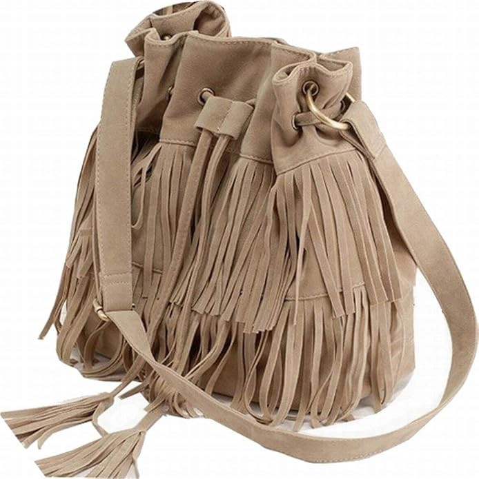Stylish Fashionable Womens Cross-body Shoulder Bag Faux Suede Fringe Tassels | Amazon (US)