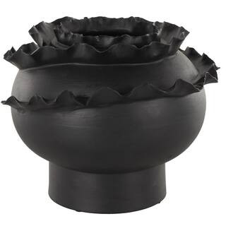Litton Lane Black Floral Inspired Ceramic Abstract Decorative Vase 046911 - The Home Depot | The Home Depot