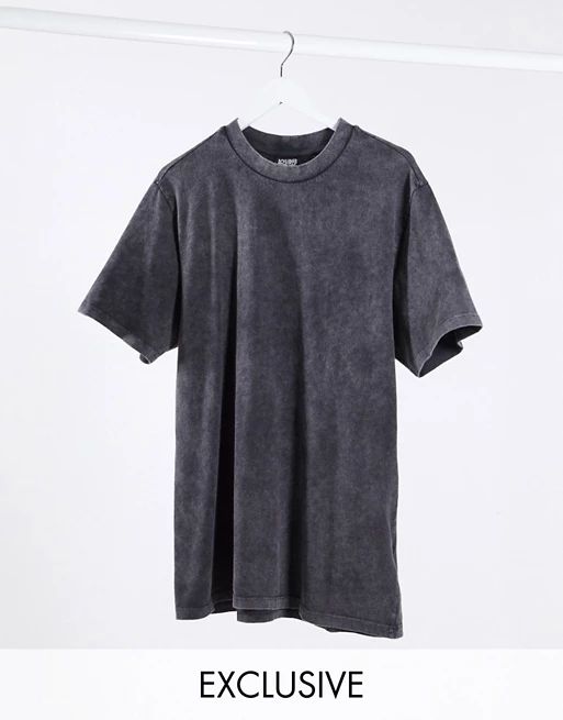 Reclaimed Vintage Inspired oversized t-shirt dress in washed charcoal | ASOS (Global)