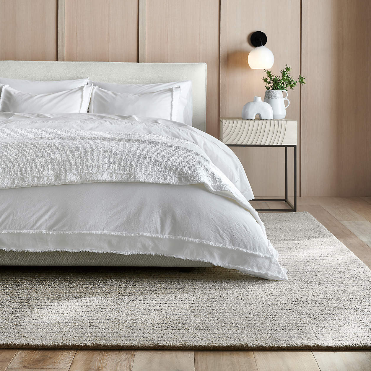 Favorite Washed Organic Cotton White Eyelash Full/Queen Duvet Cover + Reviews | Crate & Barrel | Crate & Barrel
