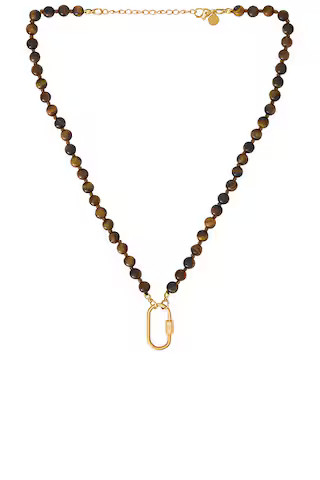 petit moments Beaded Carabiner Necklace in Tiger's Eye & Gold from Revolve.com | Revolve Clothing (Global)