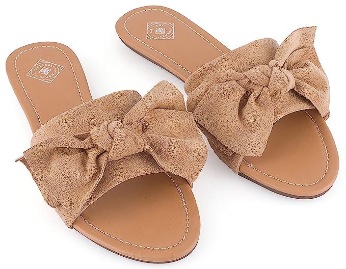 Gallery Seven Womens Slides, Super Cozy Suede Bow Slide Sandals For Women In A Gift Box | Amazon (US)