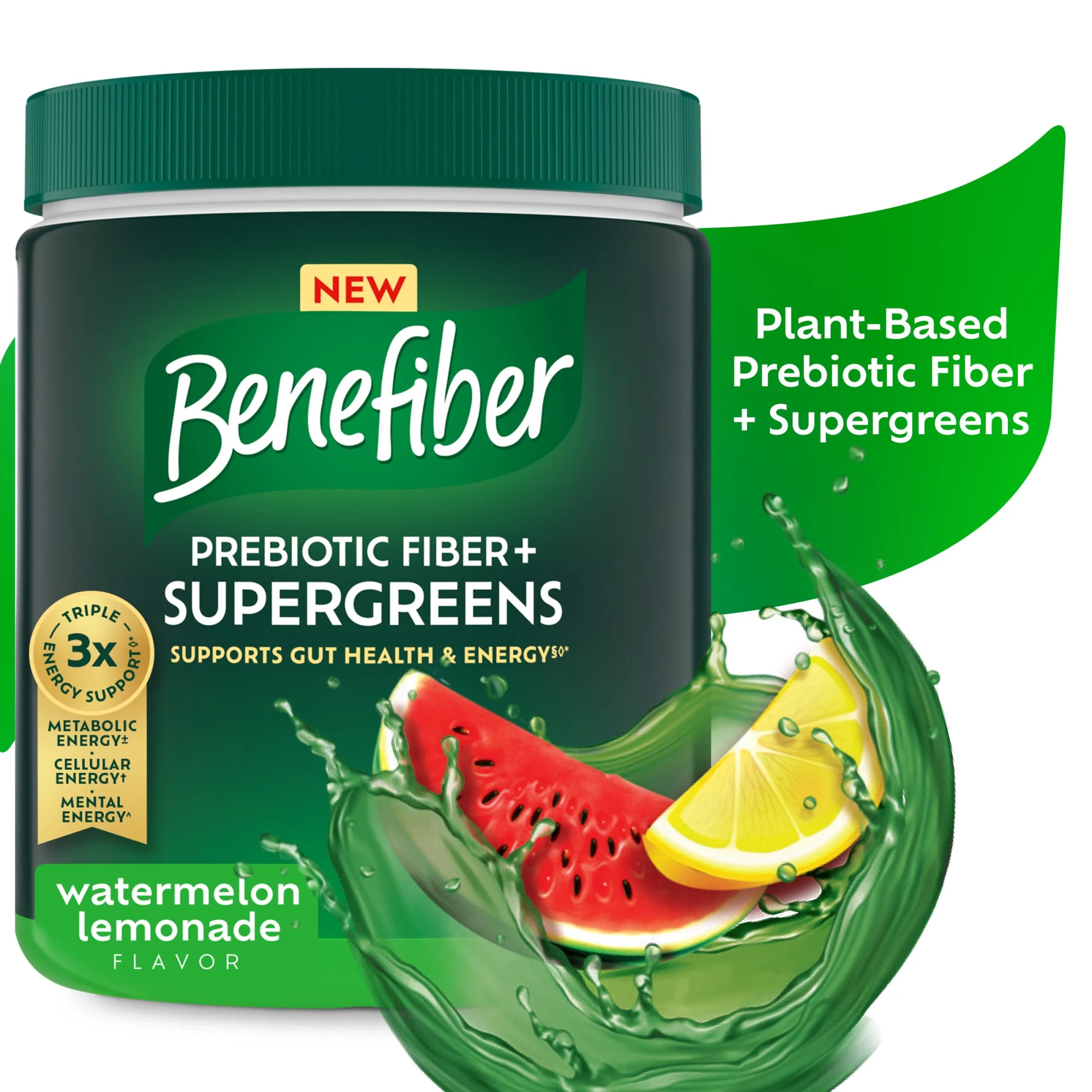 Benefiber Prebiotic Fiber + Supergreens Dietary Supplement Powder, Watermelon Lemonade Flavor, 8.... | Walmart (US)