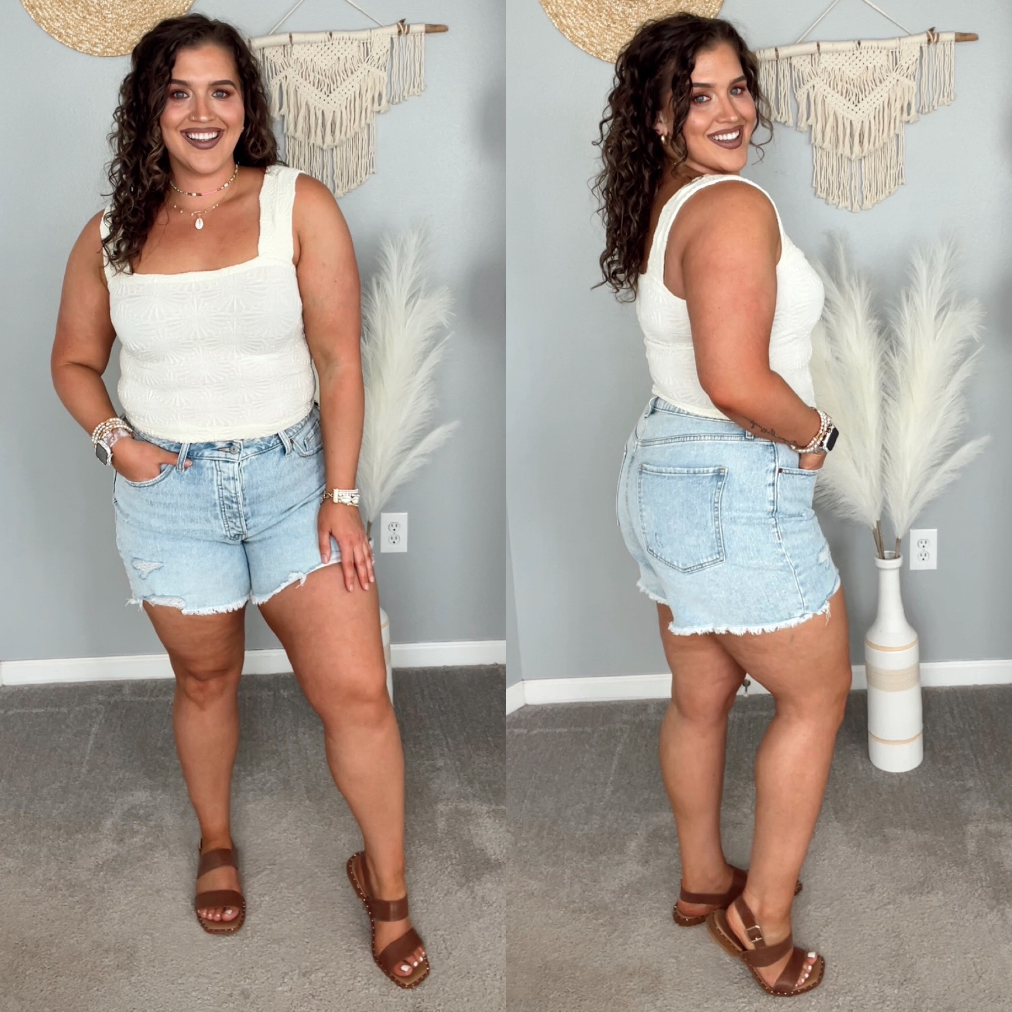 Midsize casual summer outfit ☀️🤙🏼🌺
Top: M/L 
Shorts: 14 
Lip combo 💄Sand Beige lip liner + Trust Your Gut lip crayon 
Hair holy grails 🌀Bondi Boost Curl Boss shampoo + conditioner w/ styling cream 
Code: ASHLEY15 to save! 
#midsizeoutfits #summerstyle #casualoutfits #tanktop #shorts #denimshorts #jeanshorts #curvystyle #sandals #affordablefashion #makeup #beauty #haircare #lipcombo #wavyhair #accessories  

#LTKcurves #LTKSeasonal #LTKstyletip