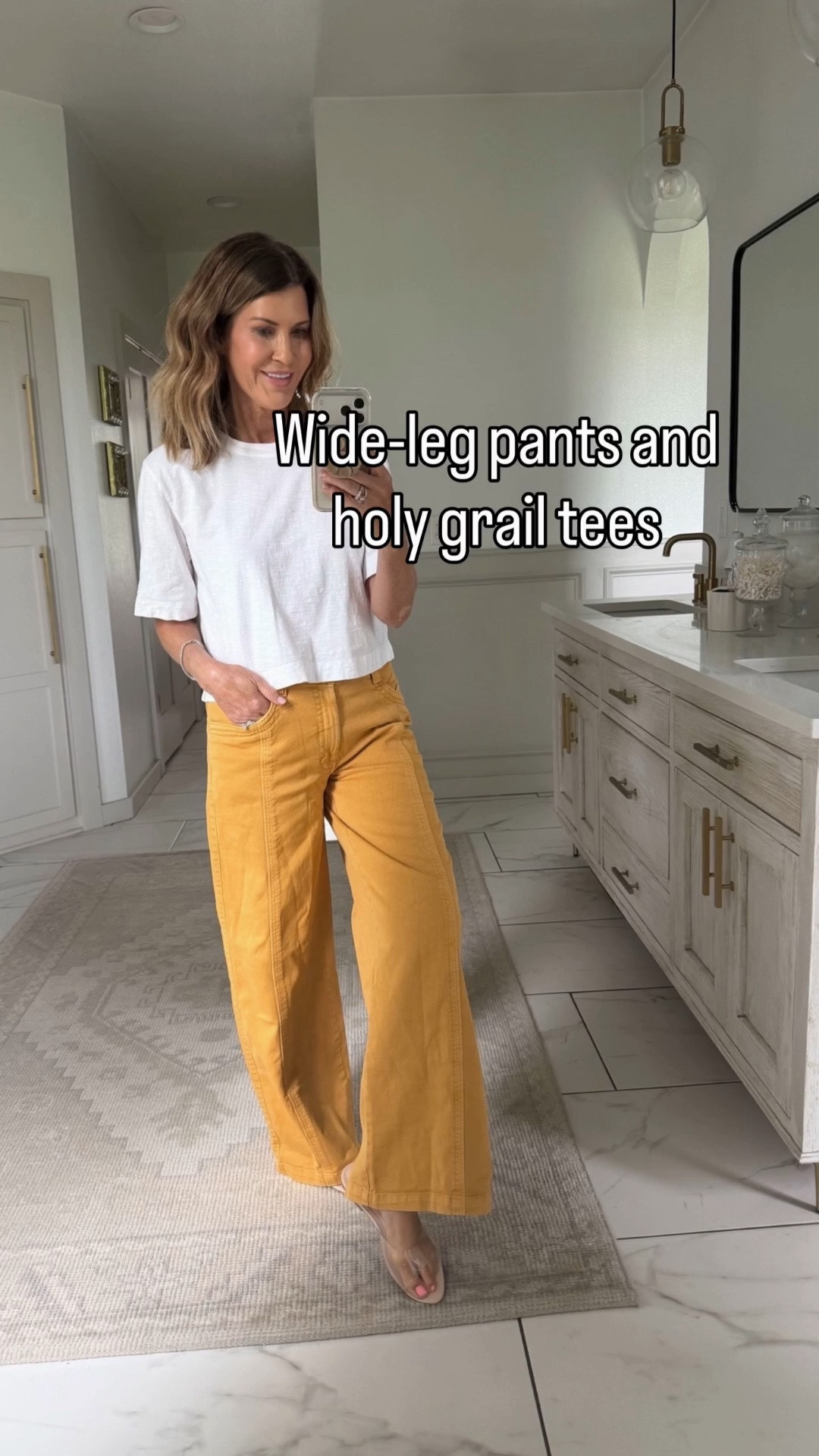 Wearing a size medium tee and size 27 pants

#LTKMidsize #LTKOver40 #LTKgrwm