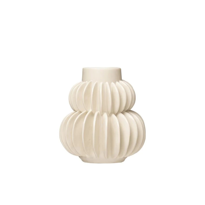 Pleated Stoneware Vase - White | Megan Molten