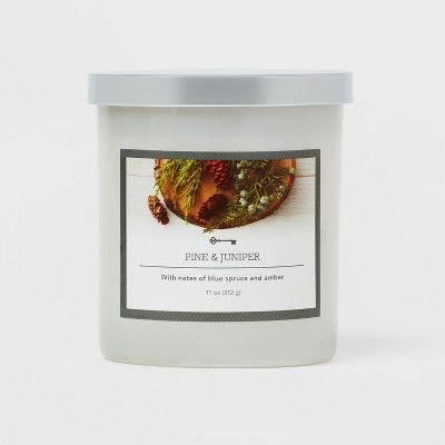 Glass Jar Pine & Juniper Holiday Candle White - Threshold™ | Target