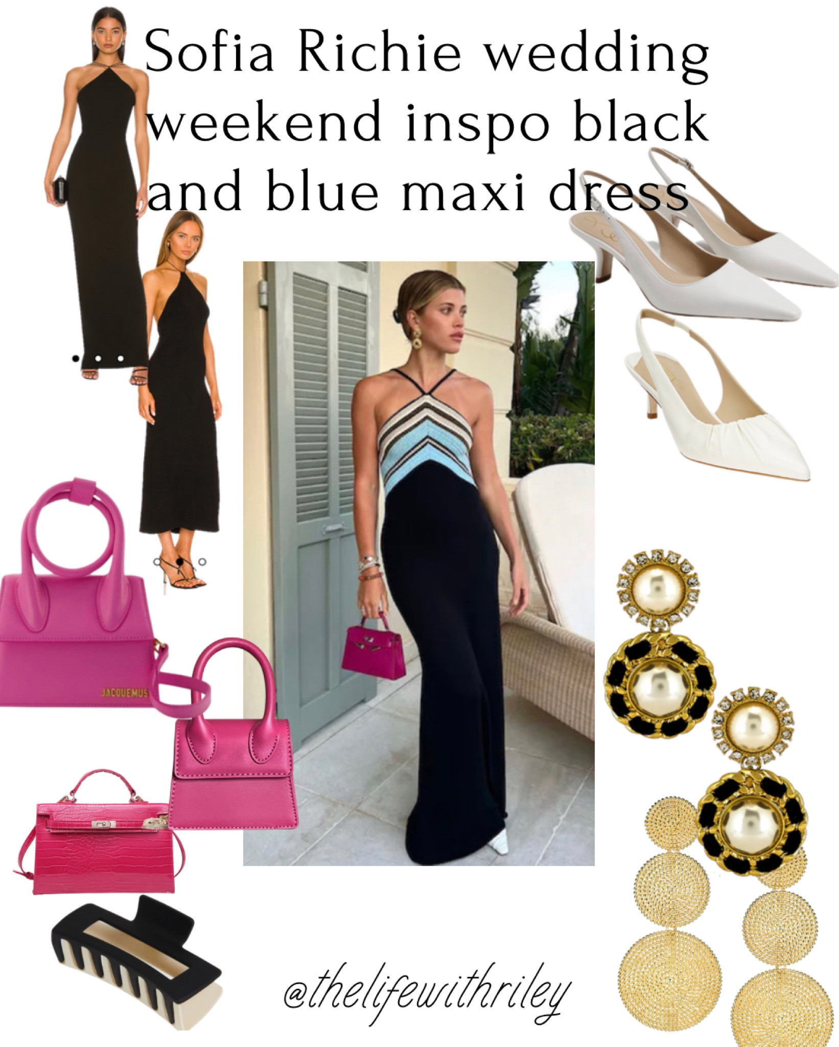Sofia Richie black maxi wedding weekend outfit inspo 

Black maxi, crochet maxi, Sofia Richie style, white sling backs, pink mini bag, pink mini purse

#LTKstyletip #LTKFind