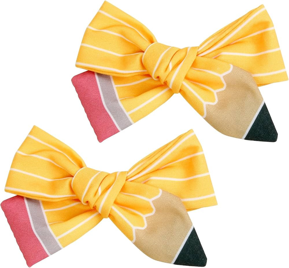 Back to School Hair Clips for Girls Pencil Hair Clips Cute Yellow Hair Bows Hair Accessories for ... | Amazon (US)