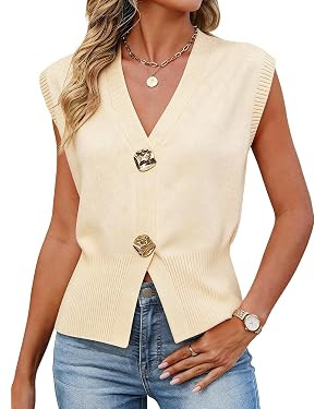 Sweaters for Women V Neck Lightweight Cropped Sweater Ribbed Knit Pullover Cute Tops Spring Summe... | Amazon (US)