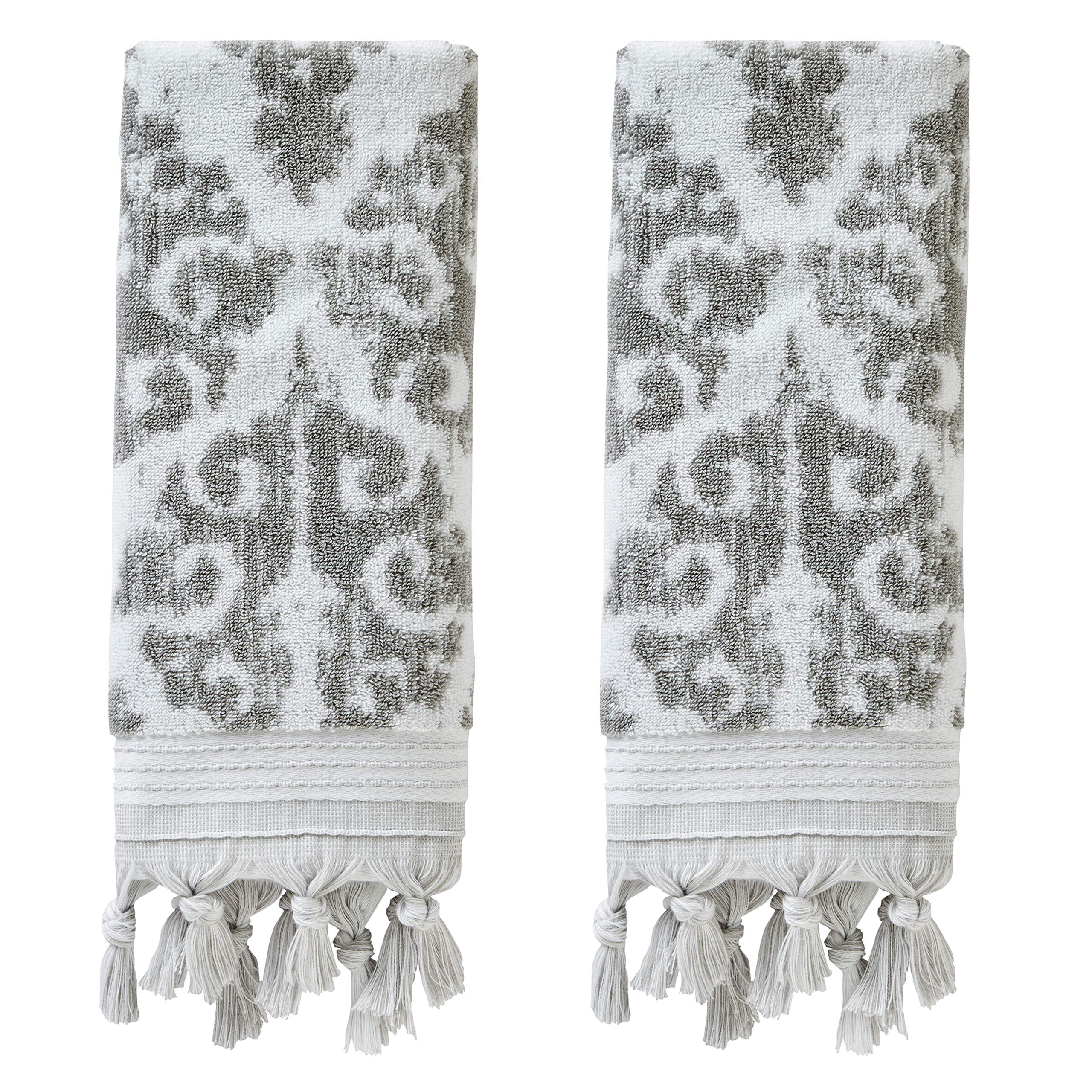 SKL Home Mirage Fringe 100% Turkish Cotton Hand Towel Set, Gray | Amazon (US)