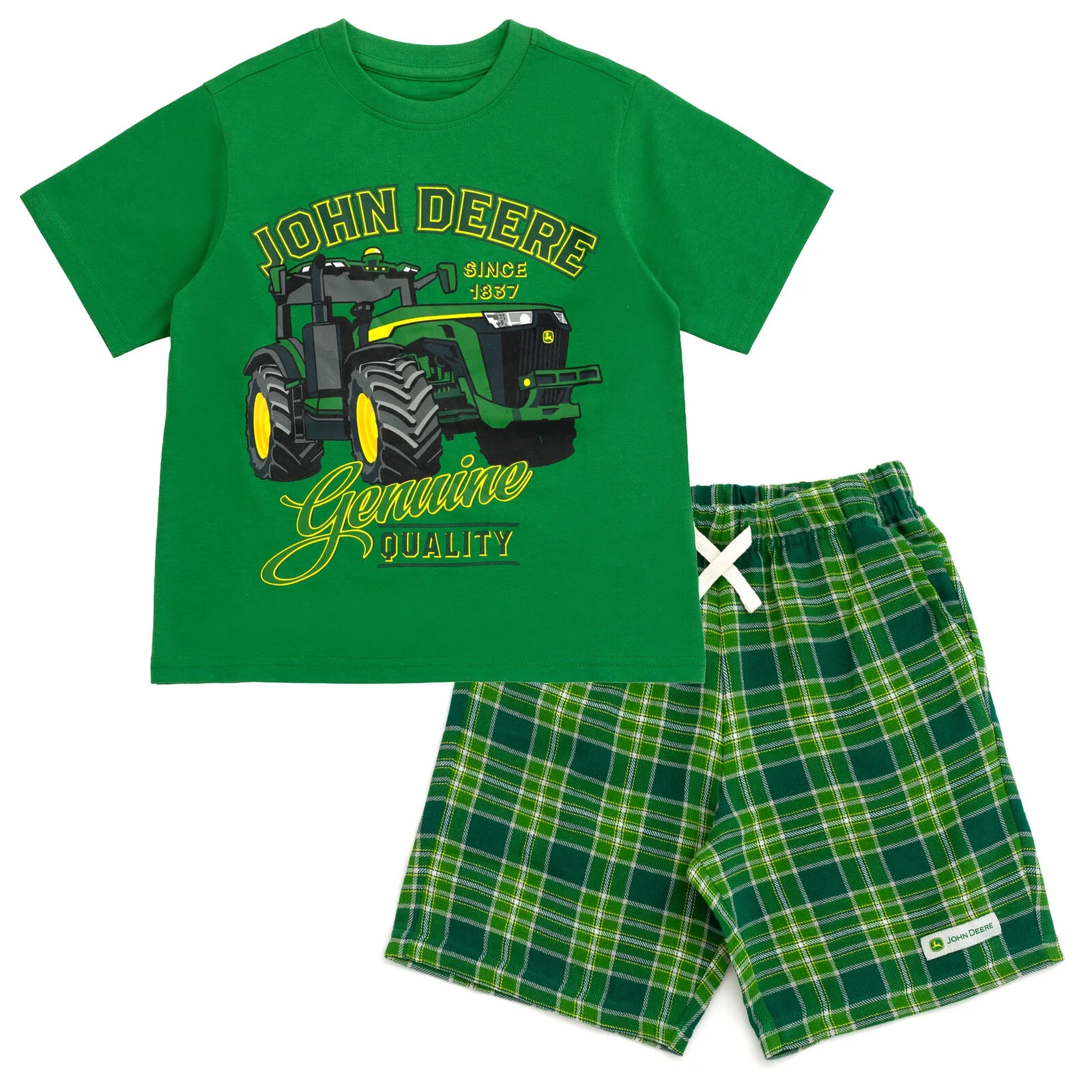 John Deere Tractor T-Shirt and Shorts Outfit Set Plaid Toddler to Big Kid | Walmart (US)
