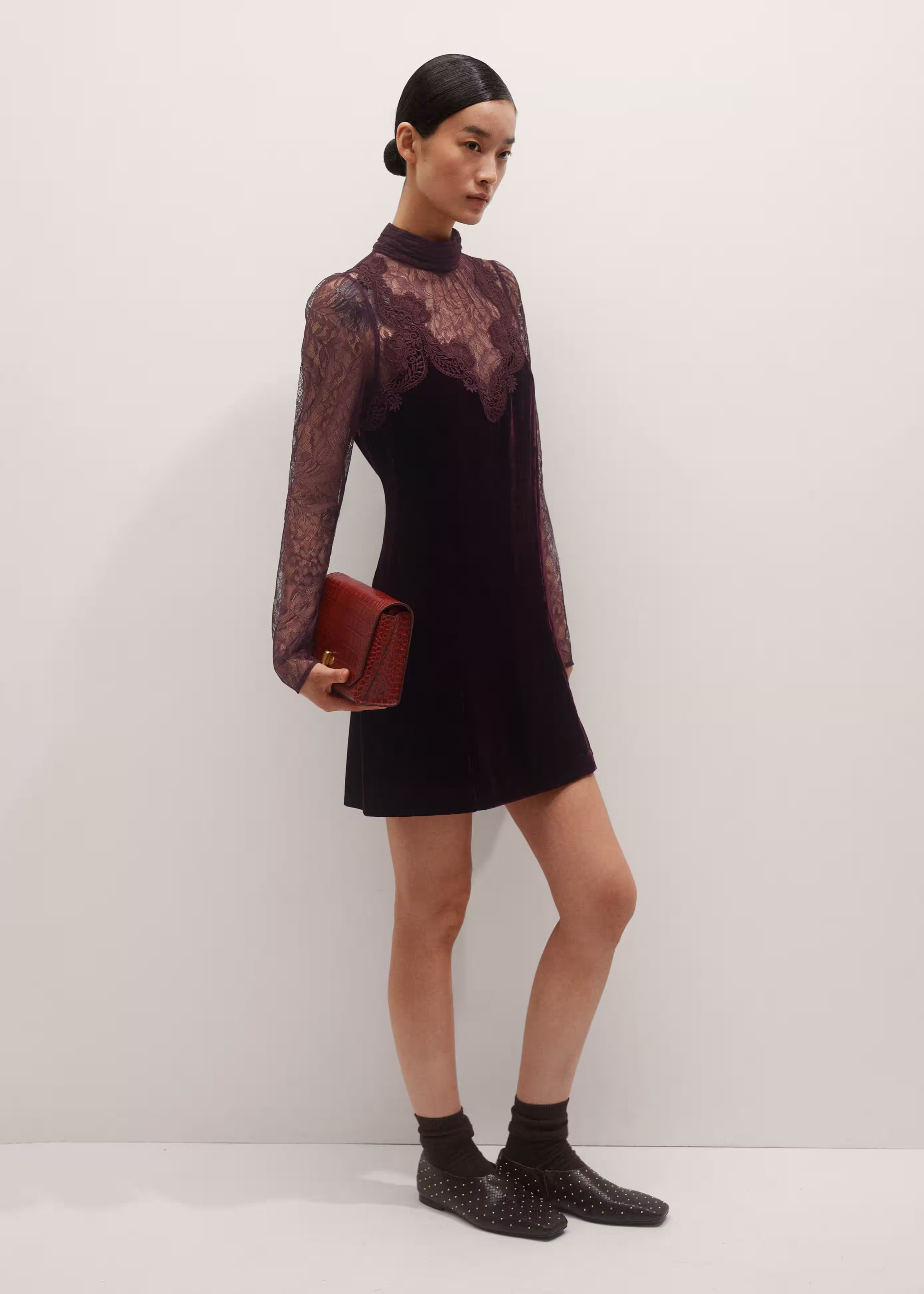 Fluid Mini Dress Silk-Blend Velvet | ME+EM US