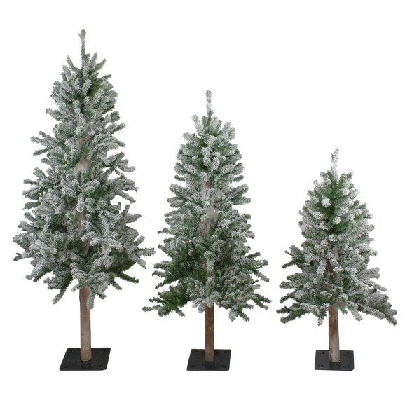 Northlight 3ct Flocked Alpine Artificial Christmas Trees 3ft, 4ft and 5ft - Unlit | Target