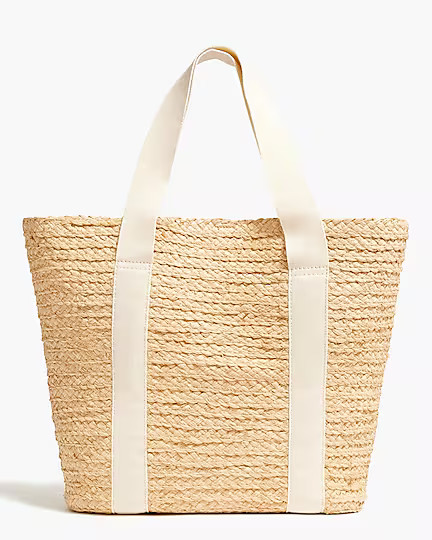 Raffia straw structured tote bag | J.Crew Factory