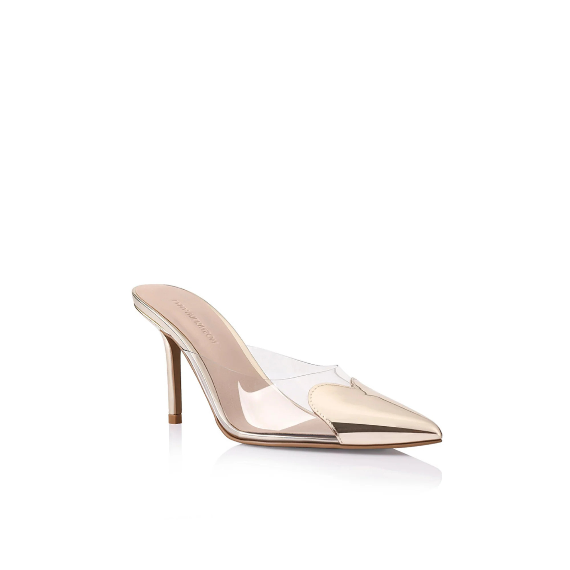 Raquel Stiletto Mule Vinylite & Gold Metallic Patent | Lana Wilkinson