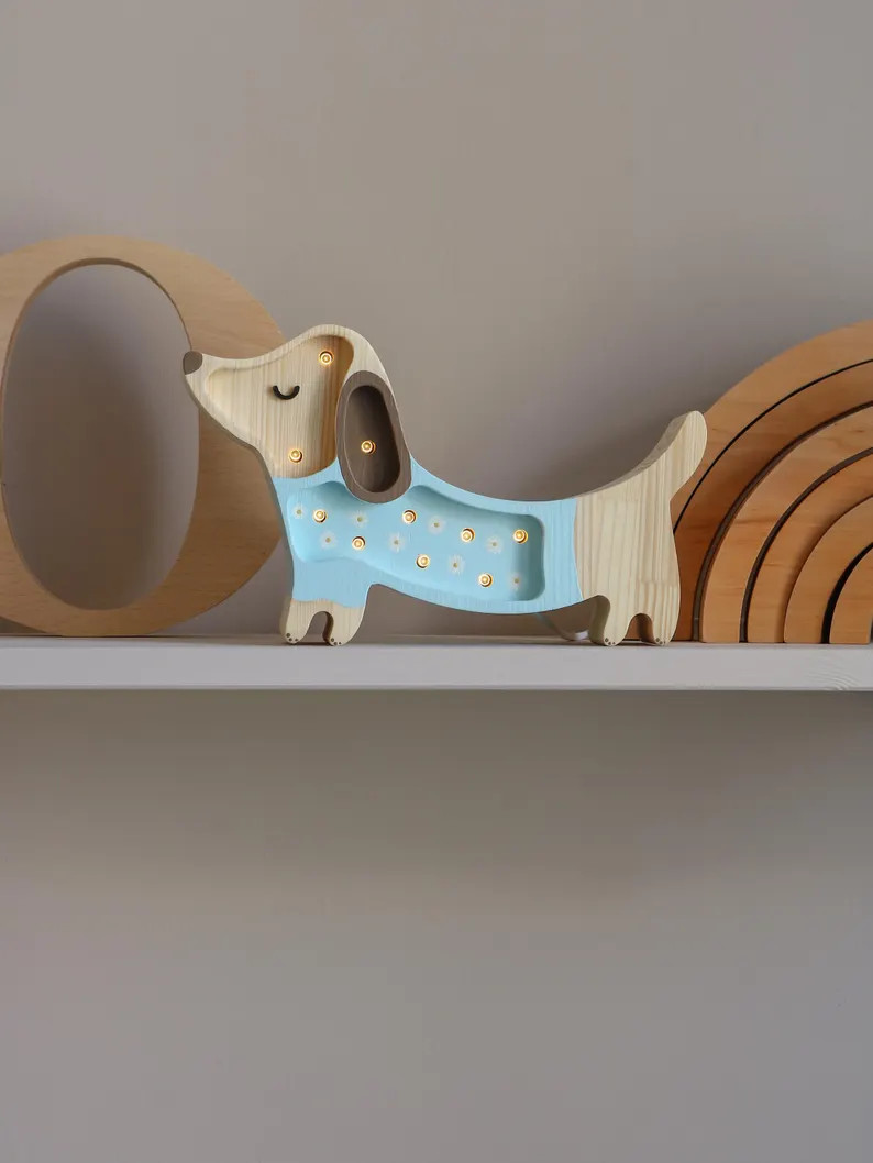 Dog Night Light Wooden Lamp for Kids' Room Dachshund Dog Decor Bedside Lamp Gift for Dog and Dach... | Etsy (Global)