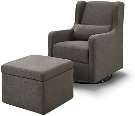 Carter's by DaVinci Adrian Swivel Glider with Storage Ottoman in Performance Charcoal Linen, Wate... | Amazon (US)
