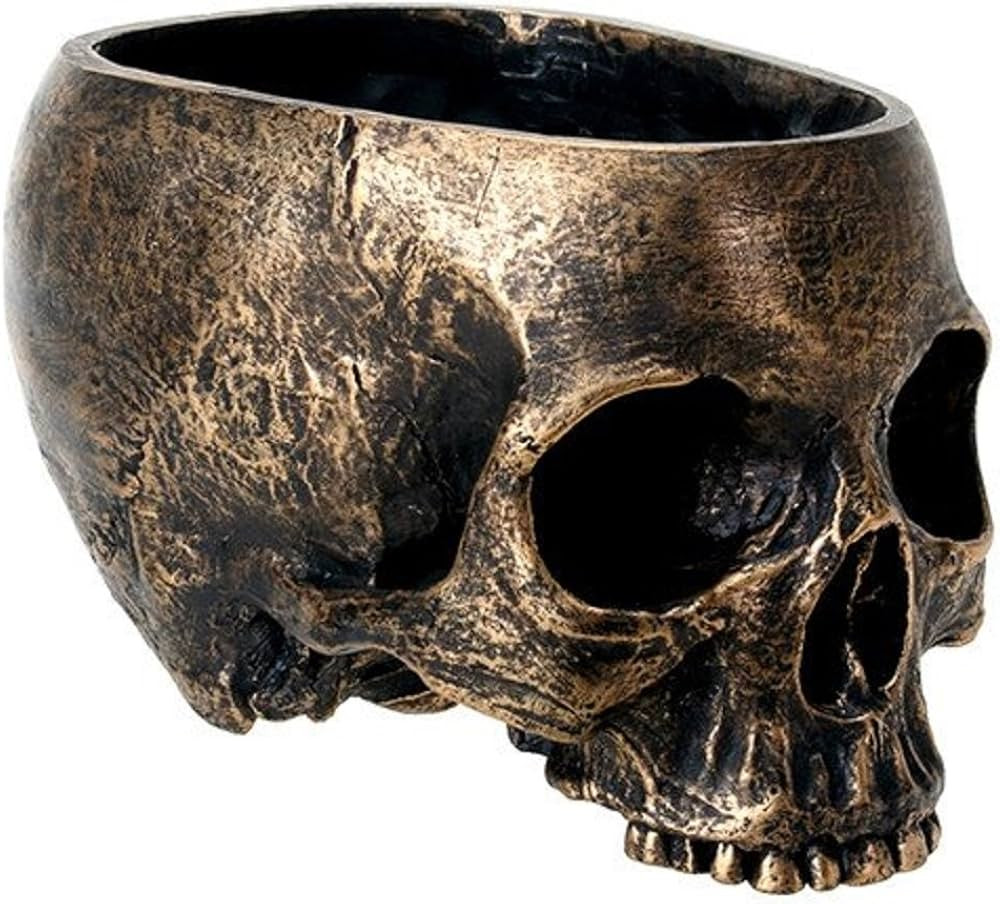 SUMMIT COLLECTION Bronze Resin Halloween Skull Candy Bowl Planter Dish Statue Sculpture Skeleton | Amazon (US)