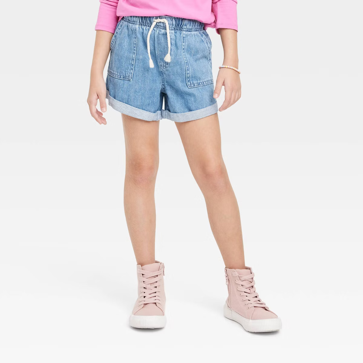 Girls' High-Rise Light Weight Utility Jean Shorts - Cat & Jack™ Medium Blue Wash S | Target