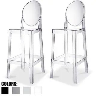 2xhome Set of 2 Clear 30" Seat Height High Barstool Modern Plastic Chair Side Bar Counter Stool A... | Bed Bath & Beyond