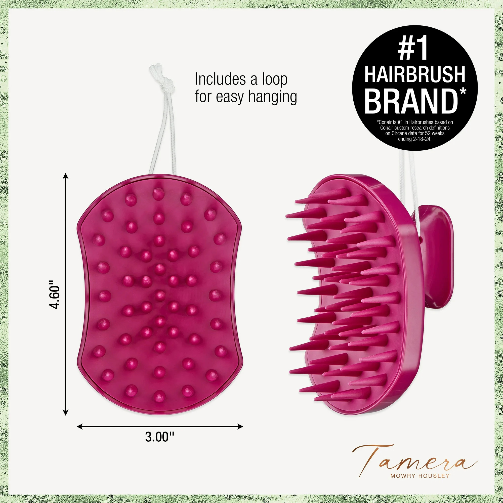 Conair x Tamera Mowry Housley Scalp Shampoo Massage Hair Brush, Pink | Walmart (US)