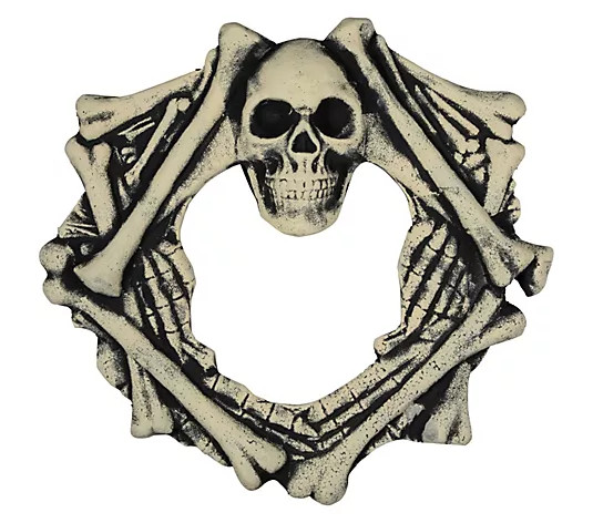 Northlight Skull Head & Skeletal Bones Halloween Wreath 18" | QVC