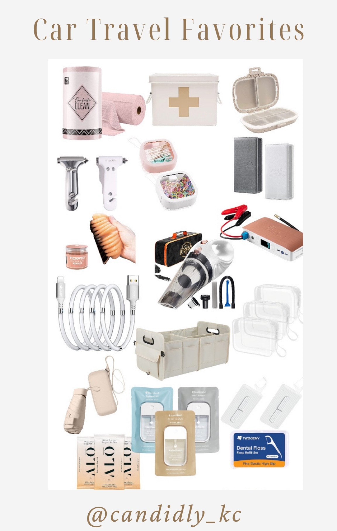 My favorite Car Travel Essentials! 
Vacation/Road Trip you name it! 

Tear away, paper towels, emergency kit, emergency box, travel, pill case, window breaker, seatbelt cutter, clear toiletry, bag, portable charger, vent putty, clean car, charger, travel, tote, trunk, organizer, car, organizer, mini umbrella, hand, sanitizer, car registration holder, portable charger, portable, vacuum, car vacuum, emergency power, kit, cleaning gel, hand, sanitizing, wipes

#LTKunder50 #LTKfamily #LTKtravel