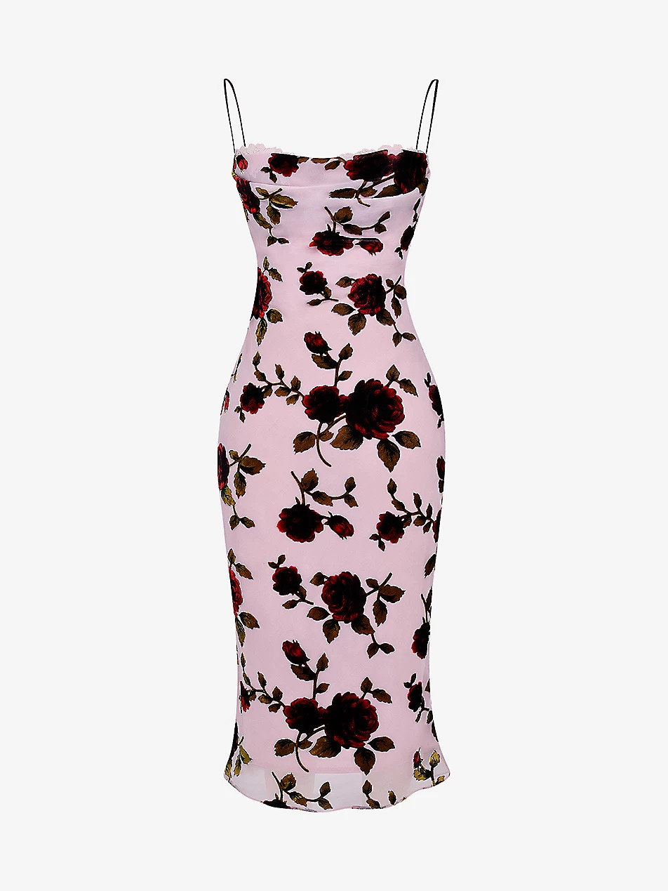 Azura floral velvet devore-embroidered stretch-woven midi dress | Selfridges