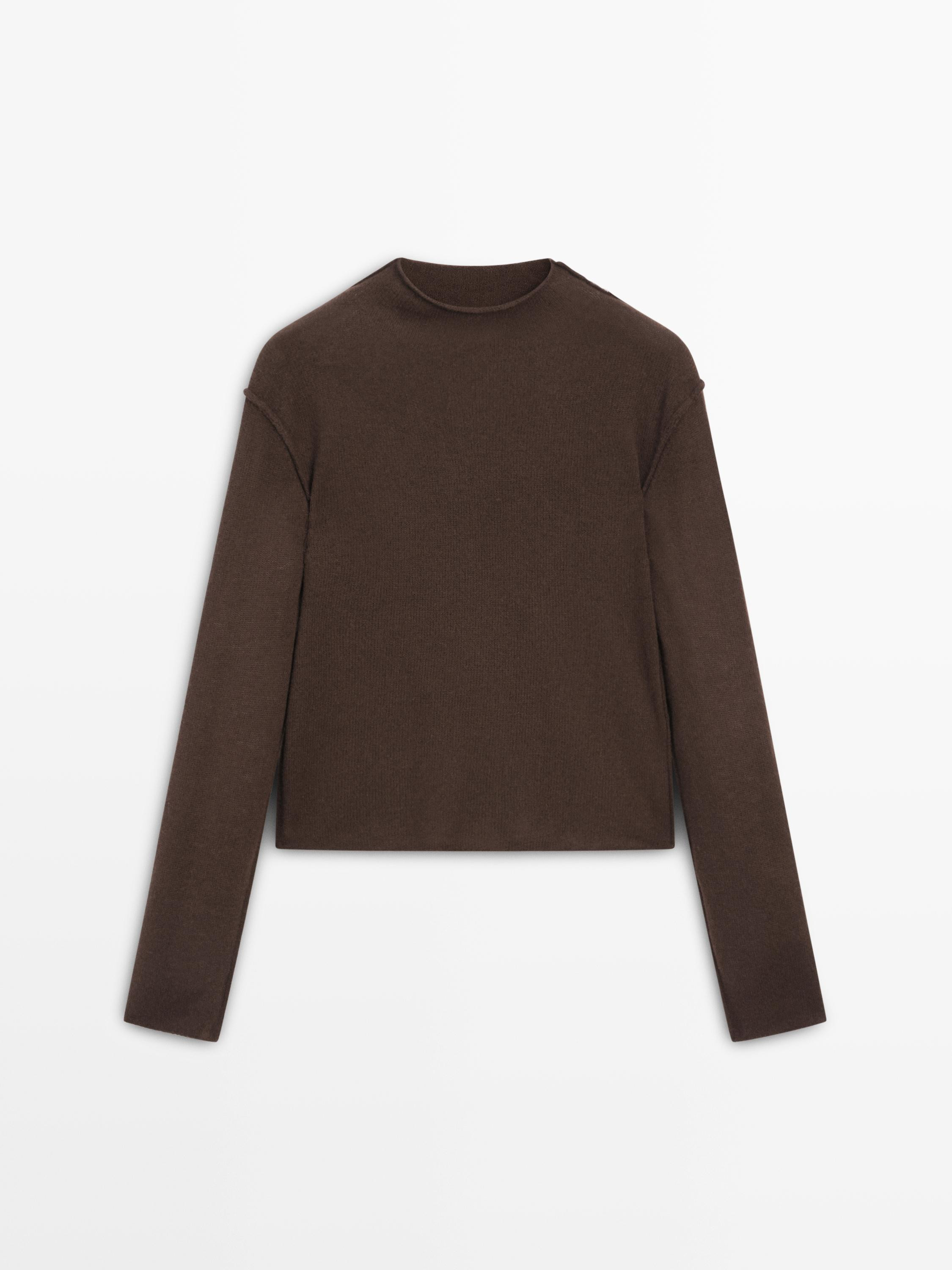 Wool blend knit sweater with mock turtleneck | Massimo Dutti UK