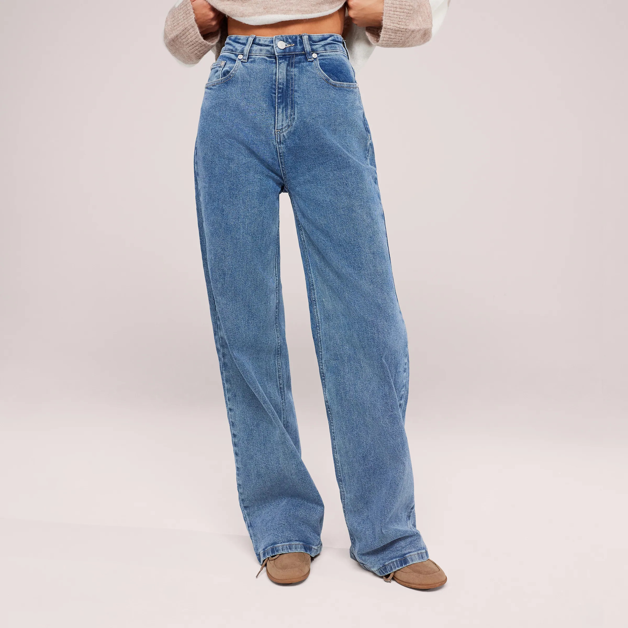 Wide Leg Jeans | Mid Blue | LOVALL