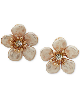 lonna & lilly Gold-Tone Pink Flower Stud Post Earrings - Macy's | Macy's