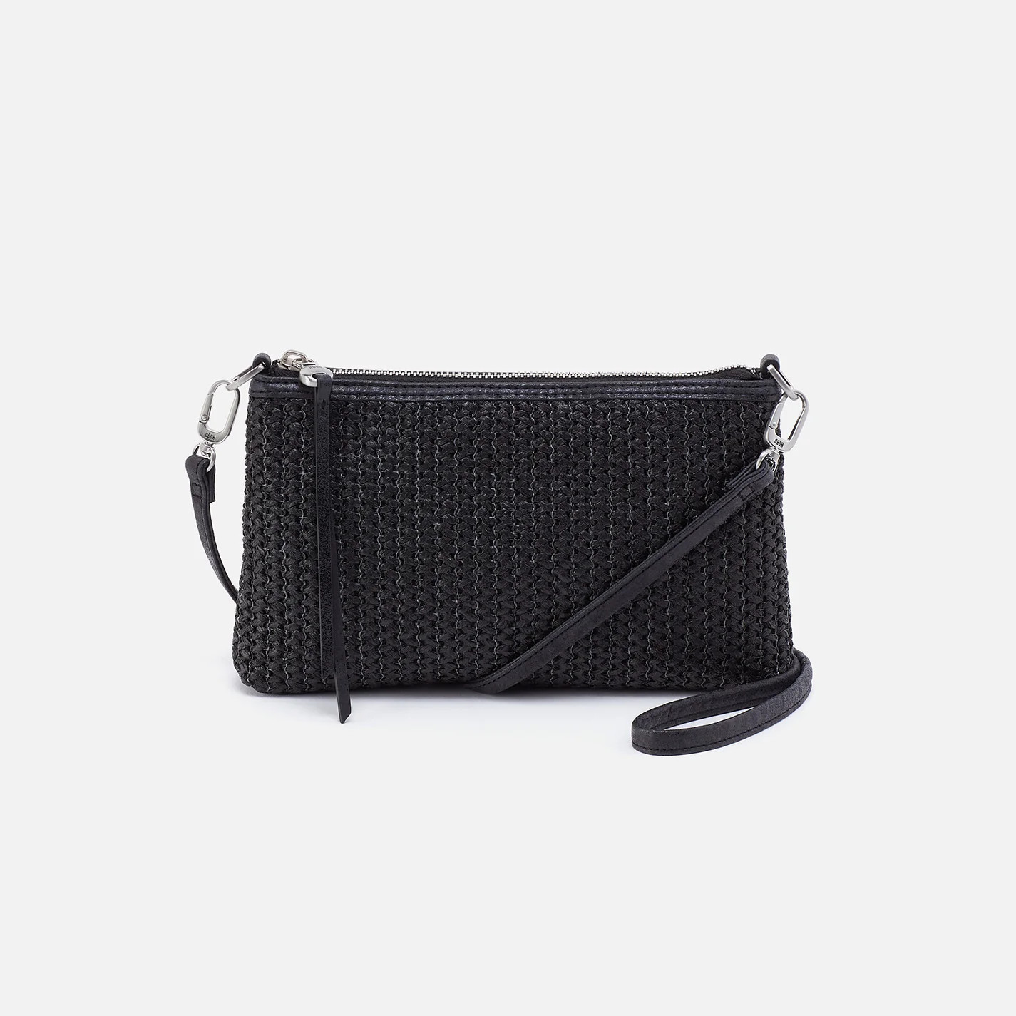Darcy Crossbody in Raffia With Leather Trim - Black | HOBO Bags