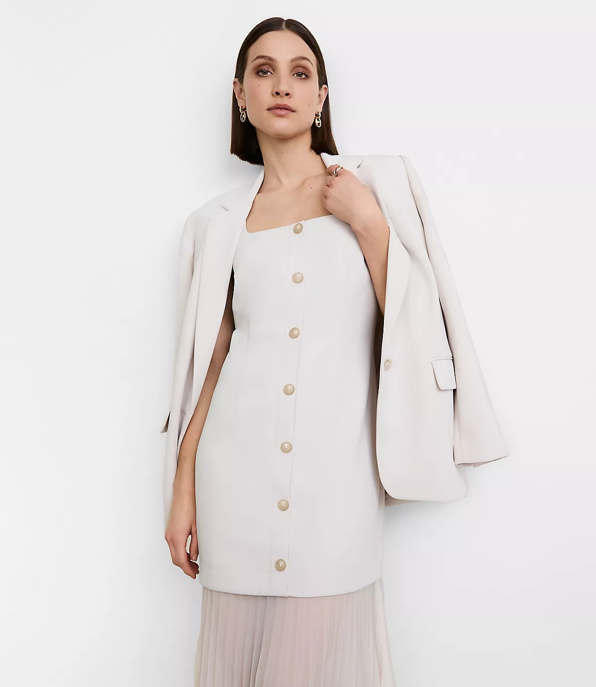 LOFT Versa Crepe Drape Mixed Media Maxi Dress | LOFT