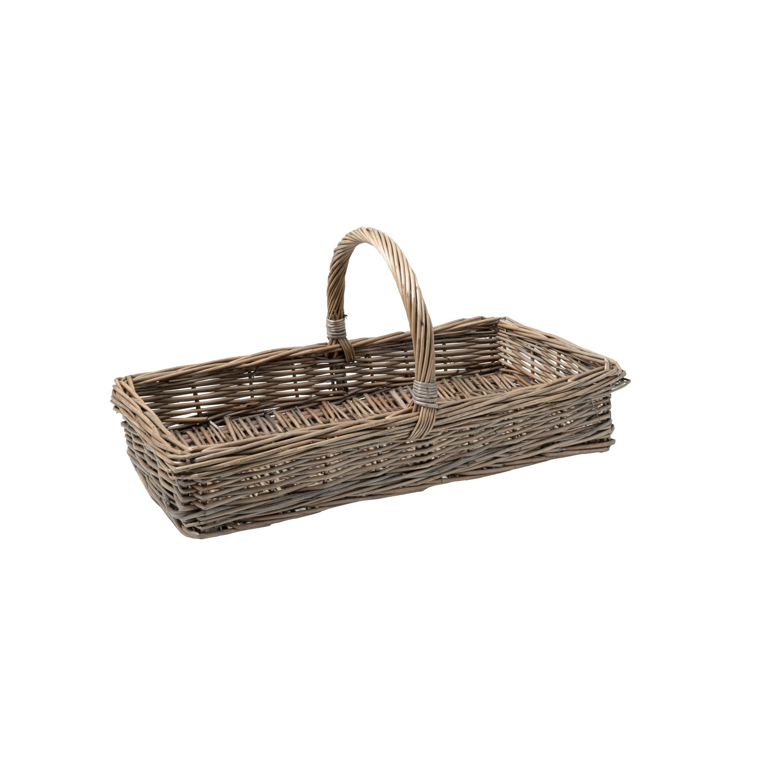 Arthur Cameron Light Grey Rectangular Wicker Trug Basket with Handle (Small) | Amazon (UK)