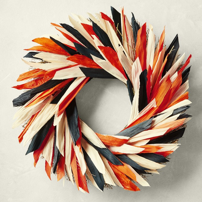 Halloween Corn Husk Live Wreath | Williams-Sonoma
