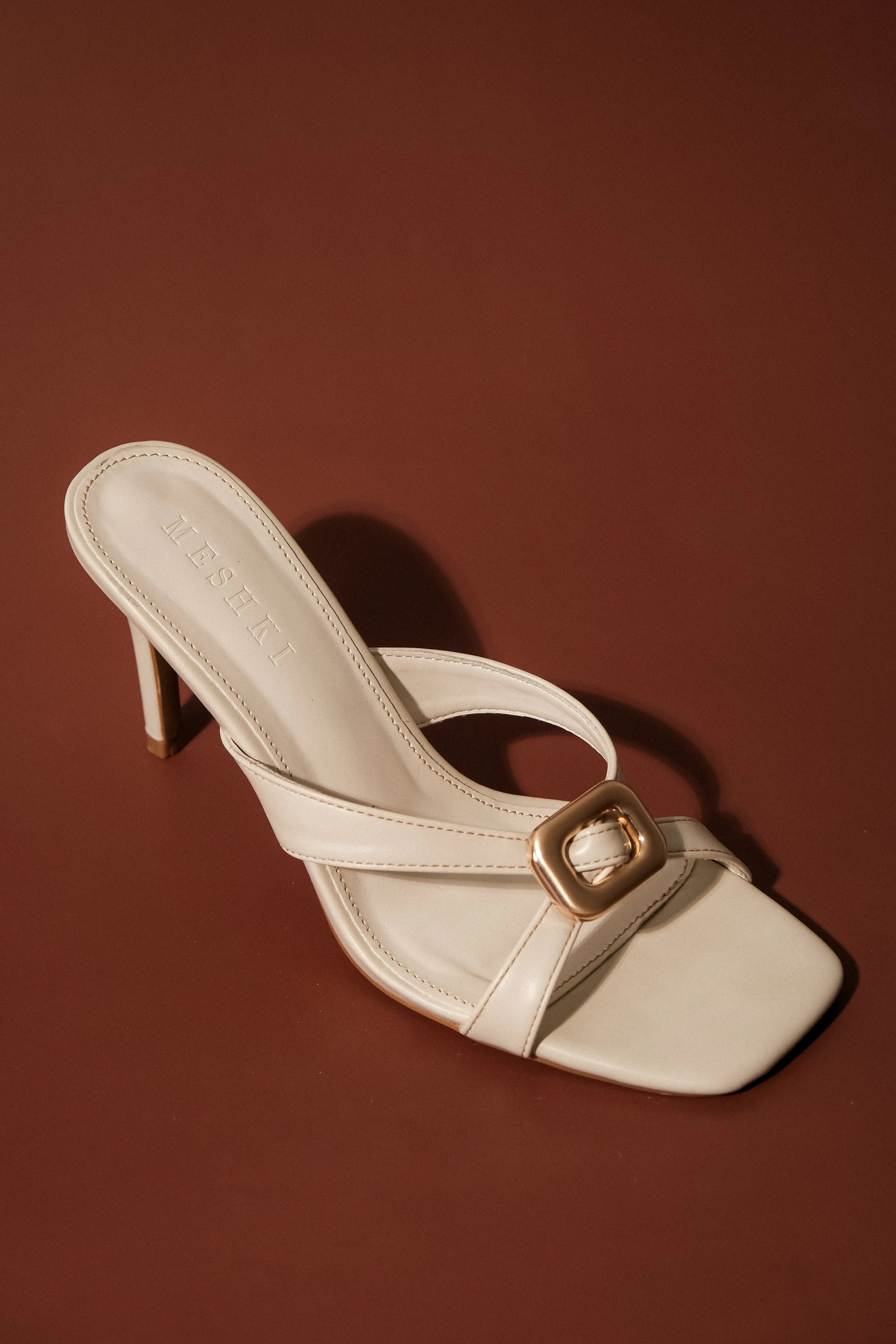 Jodie High Heel With Hardware - Ivory | MESHKI US