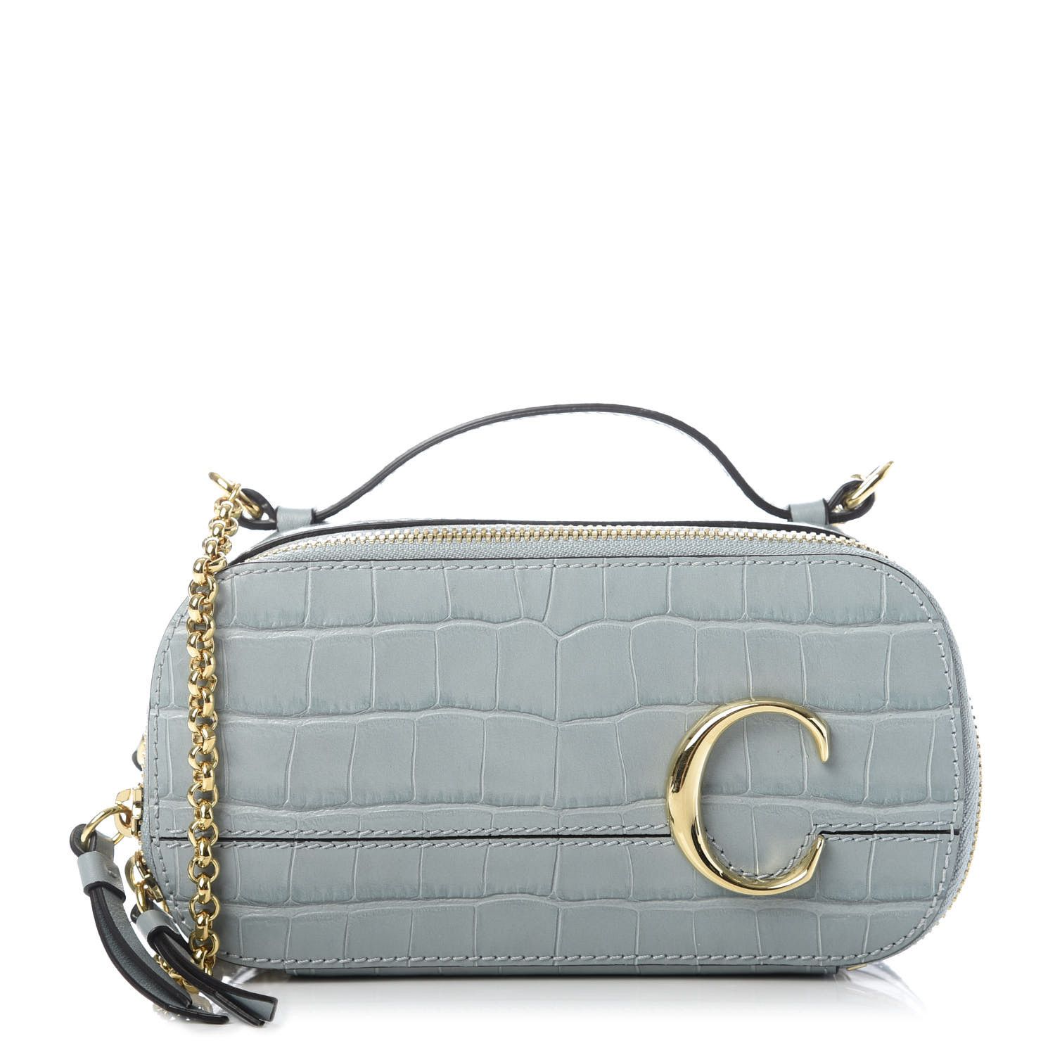 CHLOE

Calfskin Crocodile Embossed Mini C Vanity Bag Faded Blue | Fashionphile