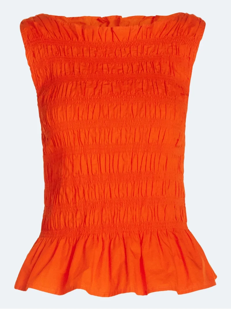 Free Assembly Women's and Women's Plus Smocked Peplum Sleeveless Cotton Top, Sizes X-4X | Walmart (US)