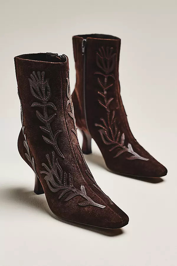 Leather Appliqué Ankle Boots | Anthropologie (US)