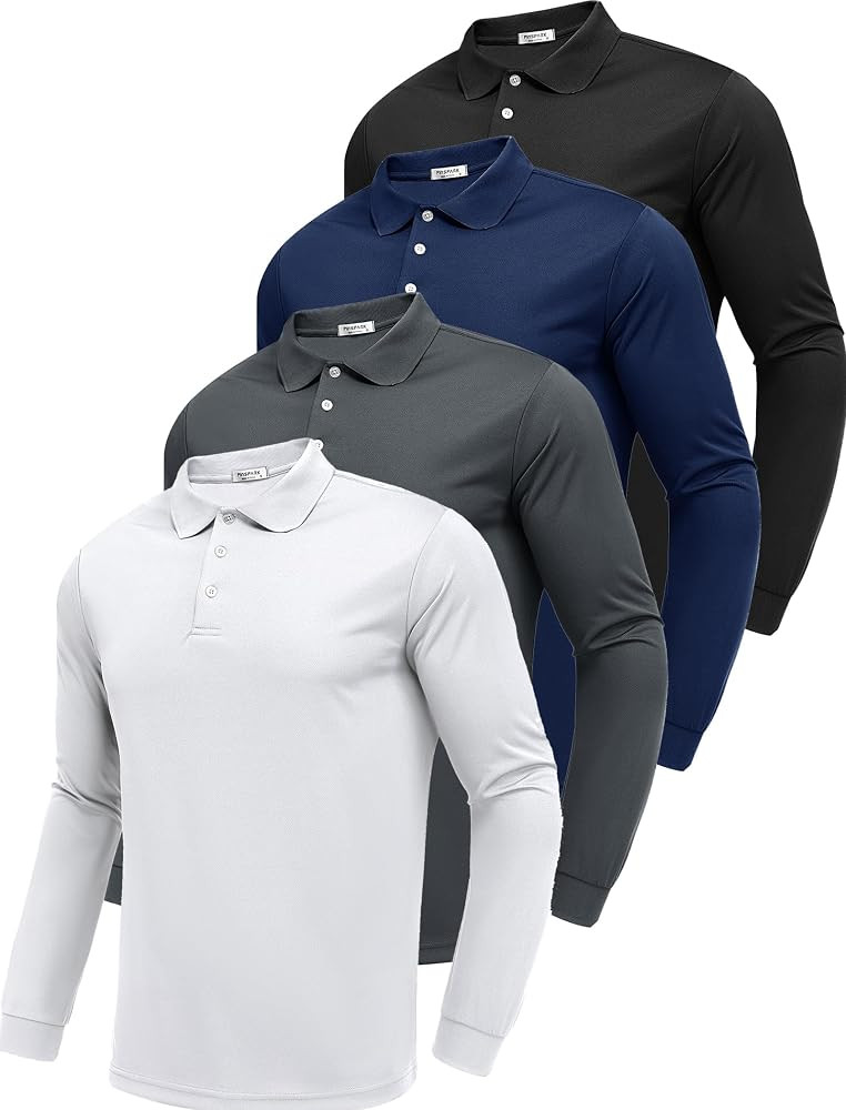PINSPARK Long Sleeve Polo Shirts for Men Moisture Wicking Golf Shirts Quick Dry Work Hiking Casua... | Amazon (US)