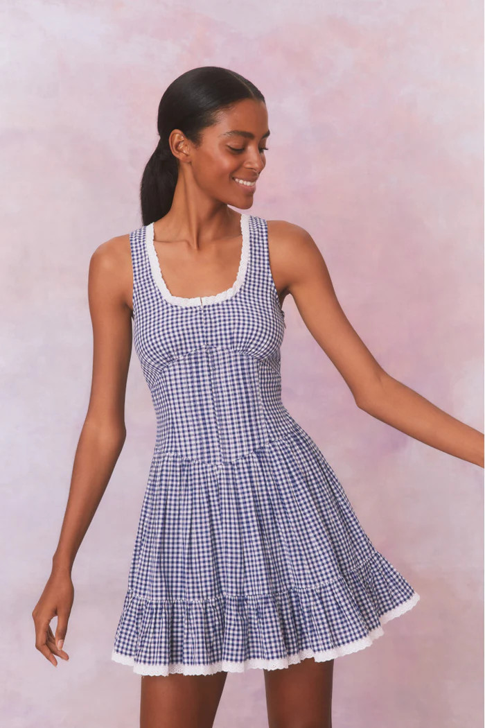 Ceronne Gingham Cotton Mini Dress | LoveShackFancy