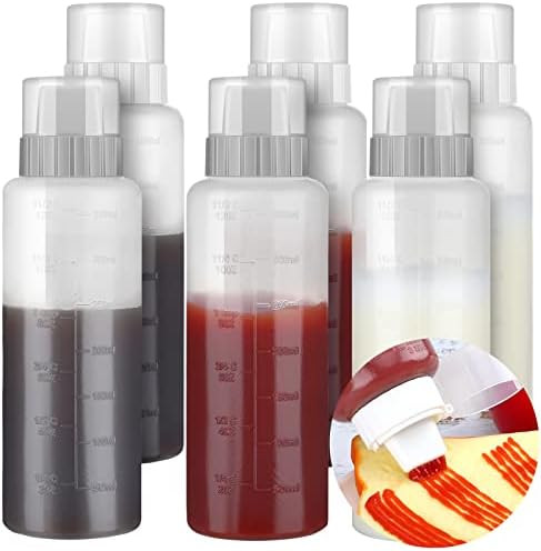 6 Piece Porous Condiment Squeeze Bottle Refillable Condiment 5 Hole Container with Lid Syrup Squirt  | Amazon (US)