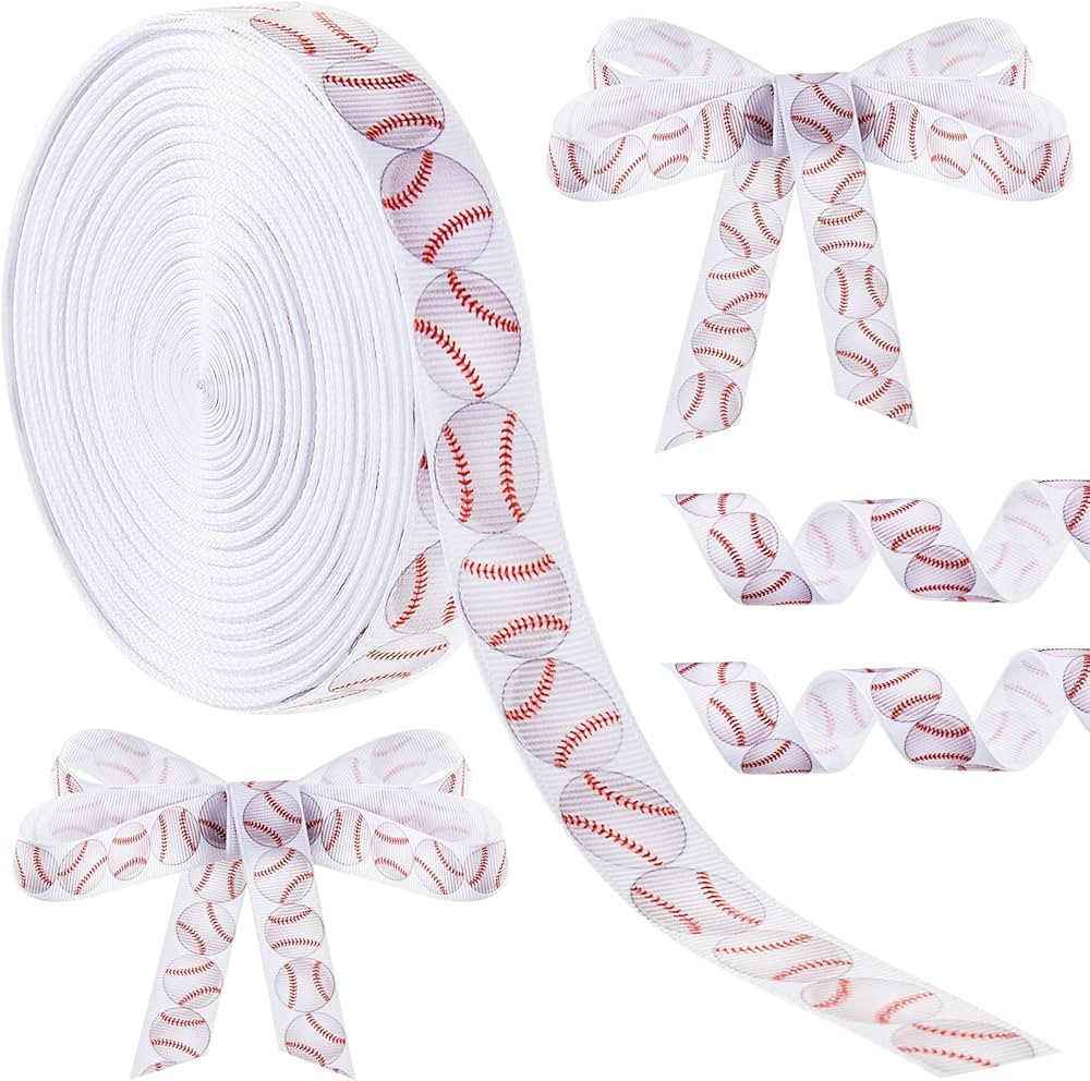 Boao Baseball Ribbon Grosgrain Baseball Craft Ribbon Sports Ball Ribbon for Team Hair Bow Wreath ... | Amazon (US)