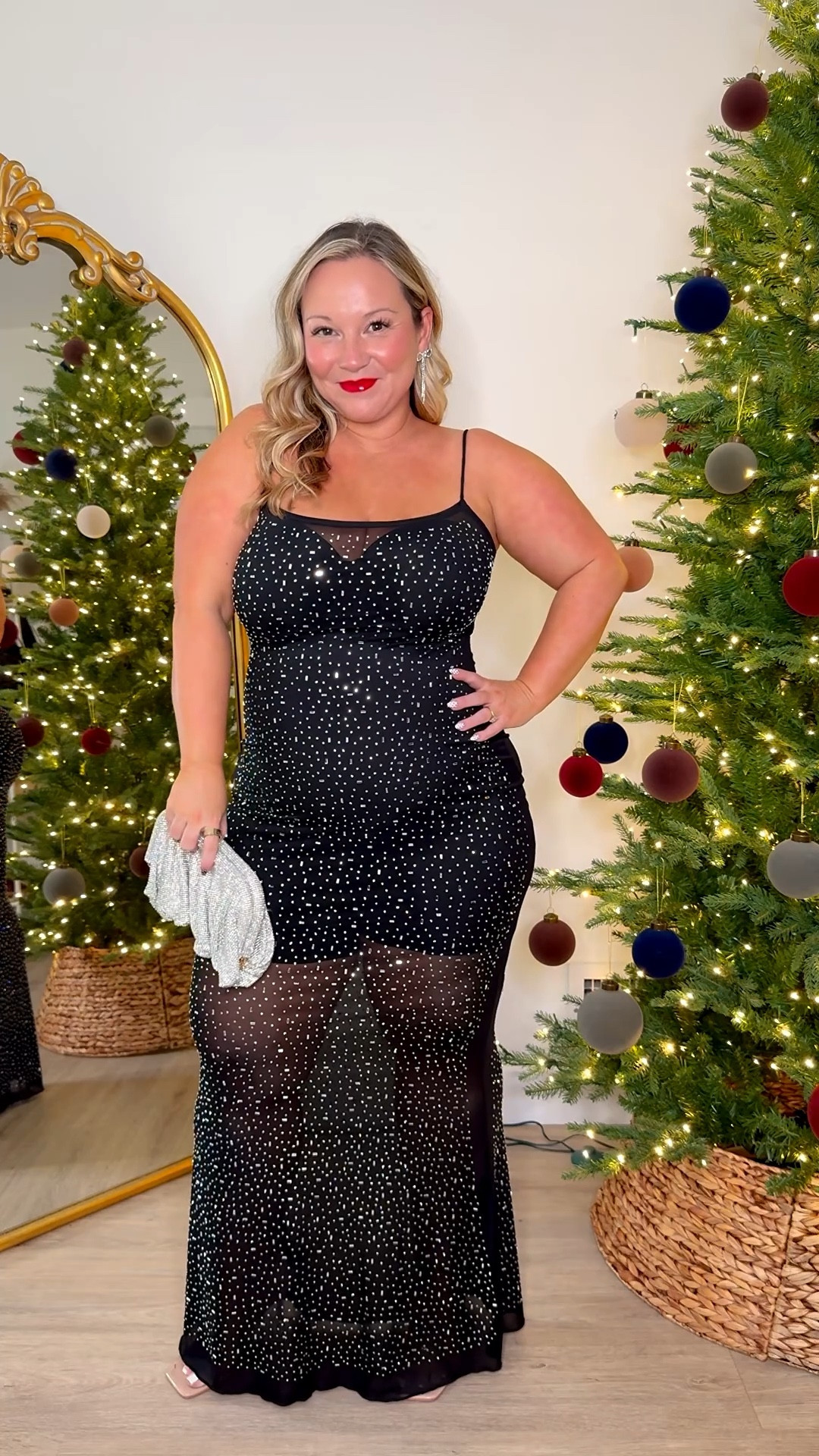 Amazon holiday outfit 
Sparkle mesh dress size LARGE 
Super stretchy. It’s sheer so you can layer with whatever undergarments you prefer! 

Holiday dress, party dress, Christmas party, NYE outfit, party outfit, Amazon fashion, Amazon finds, Vegas outfit, date night outfit 

#LTKMidsize #LTKHoliday #LTKPetite